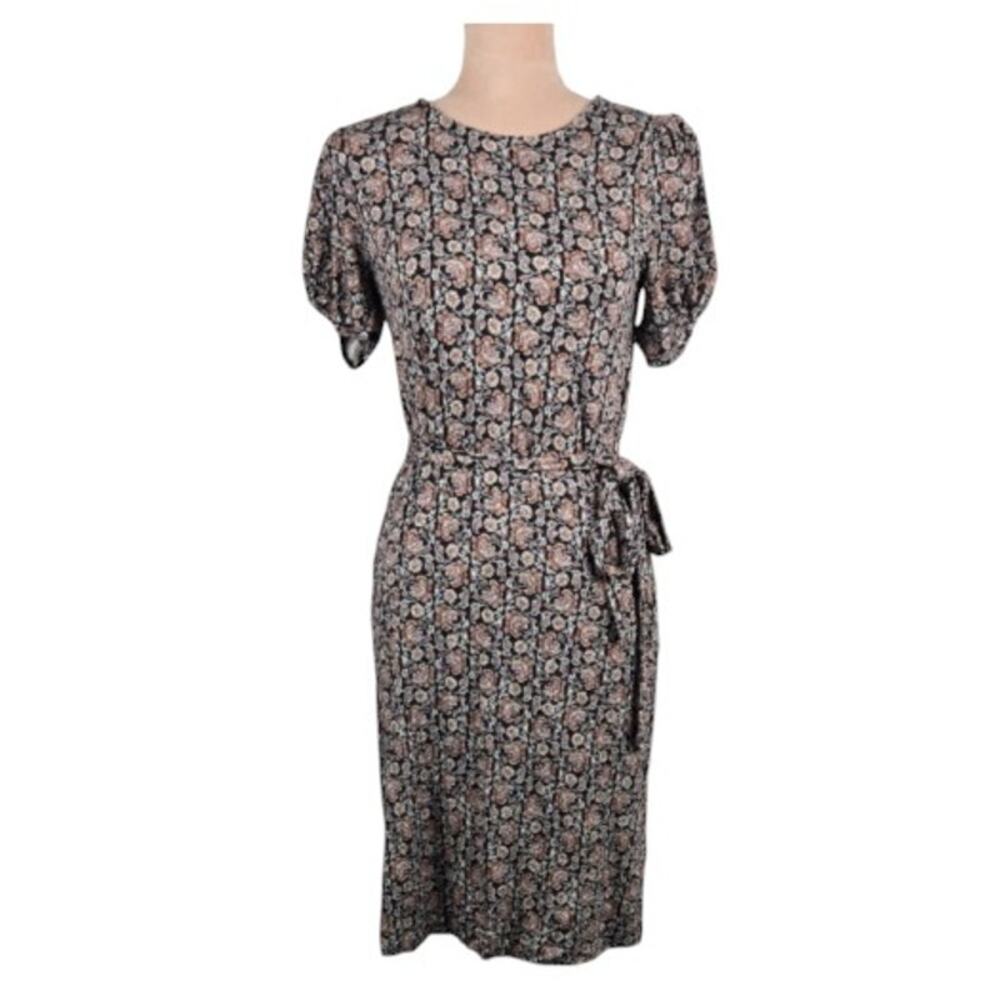 Boden Knot Detail Jersey Mini Dress Black Block Paisley Size 6R